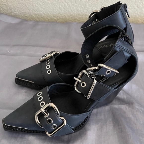 Jeffrey Campbell Emilia black buckle ankle sandal-booties size 6.5 - Picture 4 of 5